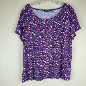 Notations Multicolored Short Sleeve Top - Size 1X